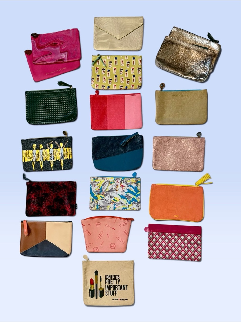 19 piece IPSY Makeup Bag & Cosmetic Pouch Lot Bundle